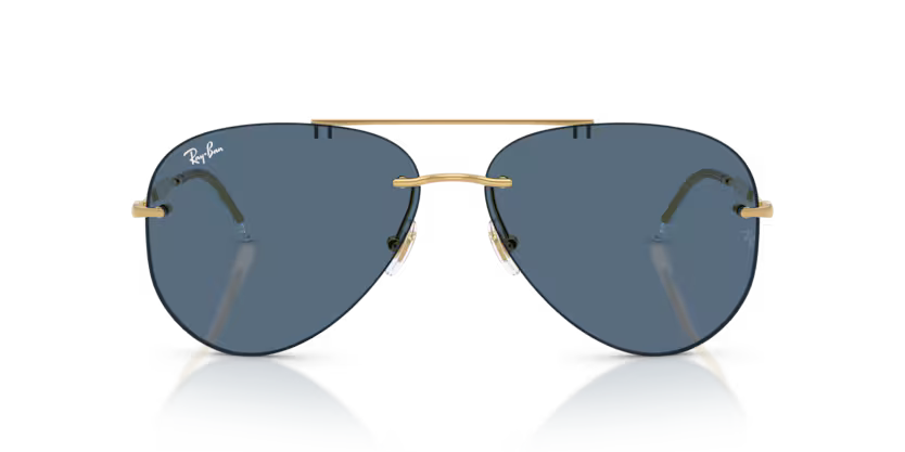 Ray-Ban 0RB3791 Color 001/80 Arista Rimless Metal Frame with Dark Blue Bio Lenses