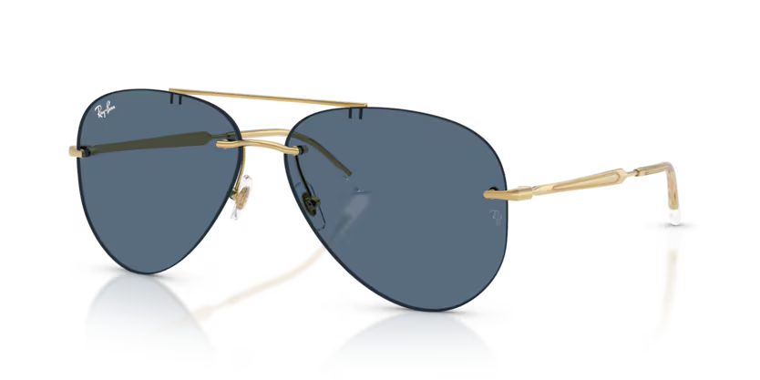 Ray-Ban 0RB3791 Color 001/80 Arista Rimless Metal Frame with Dark Blue Bio Lenses