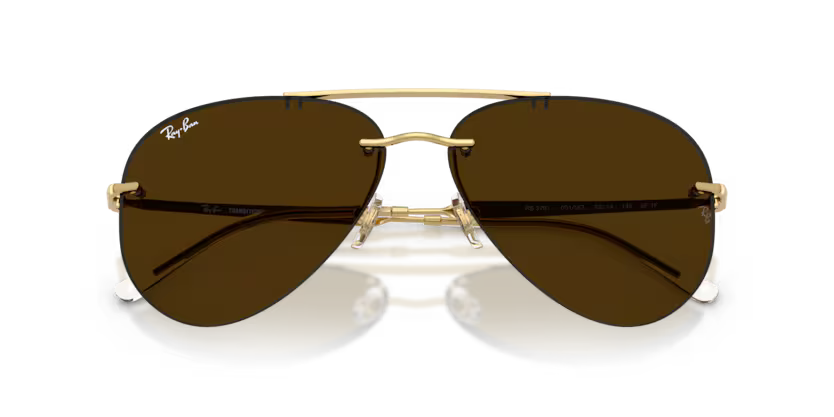 Ray-Ban 0RB3791 Color 001/MG Polished Arista Metal Rimless Frame with Amber Transitions Photochromic Lenses