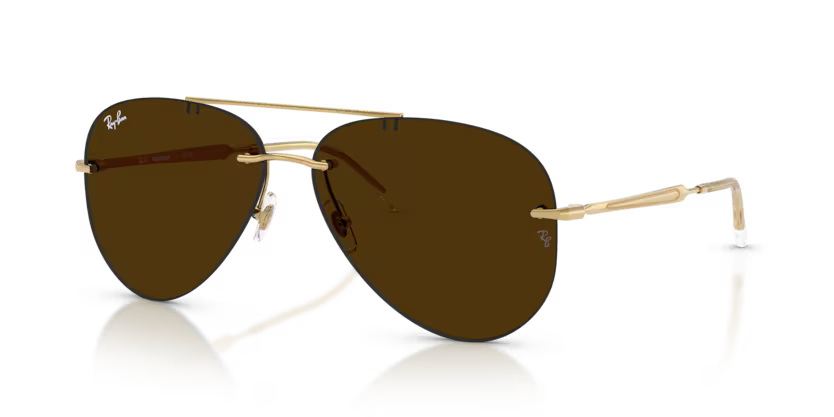 Ray-Ban 0RB3791 Color 001/MG Polished Arista Metal Rimless Frame with Amber Transitions Photochromic Lenses