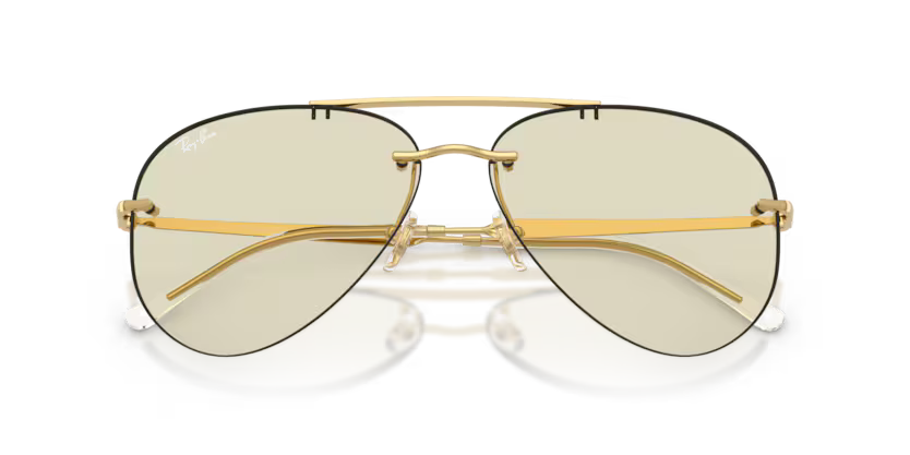 Ray-Ban 0RB3791 Color 001/MG Polished Arista Metal Rimless Frame with Amber Transitions Photochromic Lenses