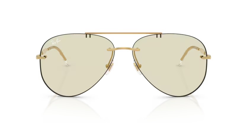 Ray-Ban 0RB3791 Color 001/MG Polished Arista Metal Rimless Frame with Amber Transitions Photochromic Lenses
