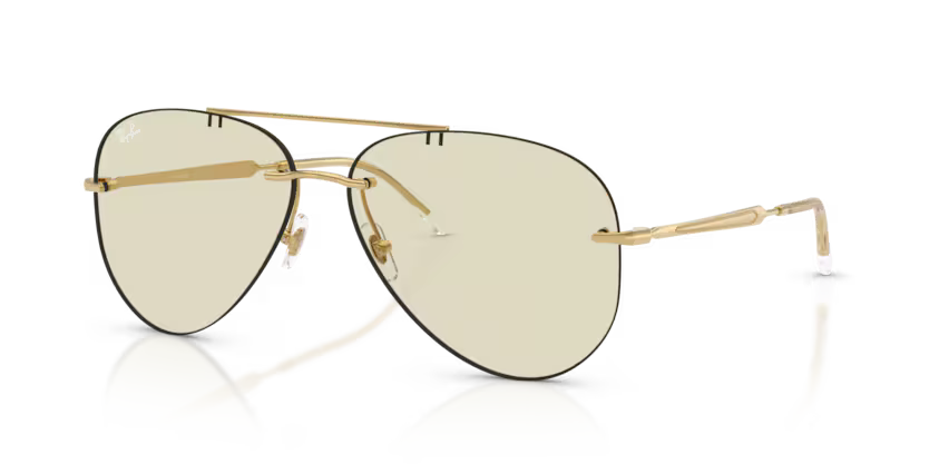 Ray-Ban 0RB3791 Color 001/MG Polished Arista Metal Rimless Frame with Amber Transitions Photochromic Lenses