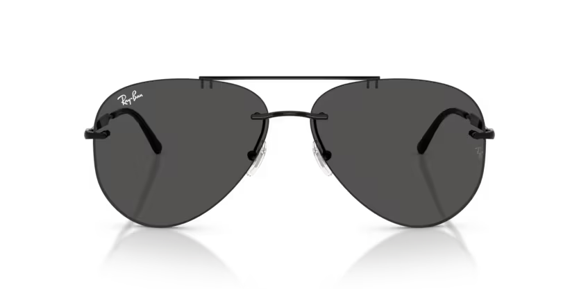 Ray-Ban 0RB3791 Color 002/87 Polished Black Metal Rimless Frame with Dark Grey Bio Lenses