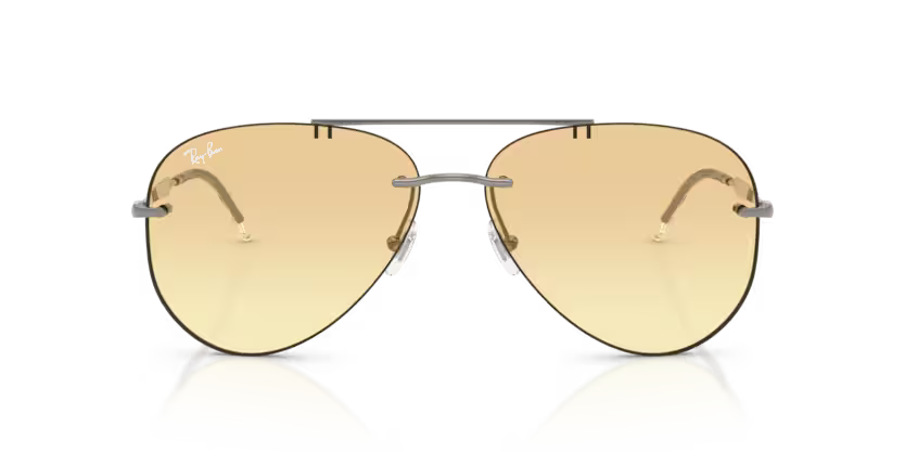 Ray-Ban 0RB3791 Color 004/2Q Gunmetal Rimless Metal Frame with Yellow Gradient Bio Lenses