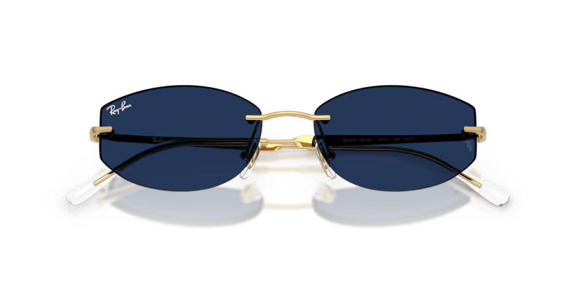 Ray-Ban 0RB3792 Color 001/MF Polished Arista Metal Rimless Frame with Sapphire Transitions Photochromic Lenses