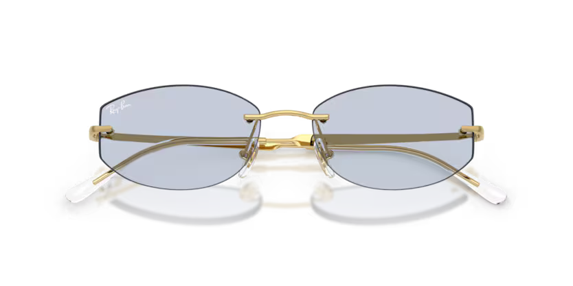 Ray-Ban 0RB3792 Color 001/MF Polished Arista Metal Rimless Frame with Sapphire Transitions Photochromic Lenses