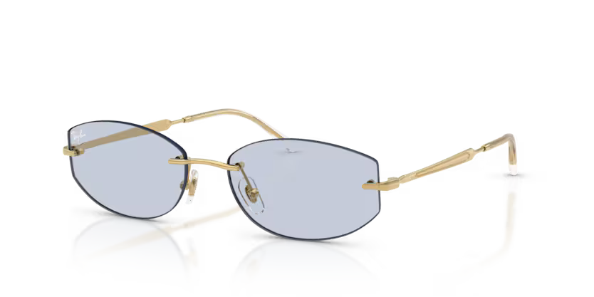Ray-Ban 0RB3792 Color 001/MF Polished Arista Metal Rimless Frame with Sapphire Transitions Photochromic Lenses