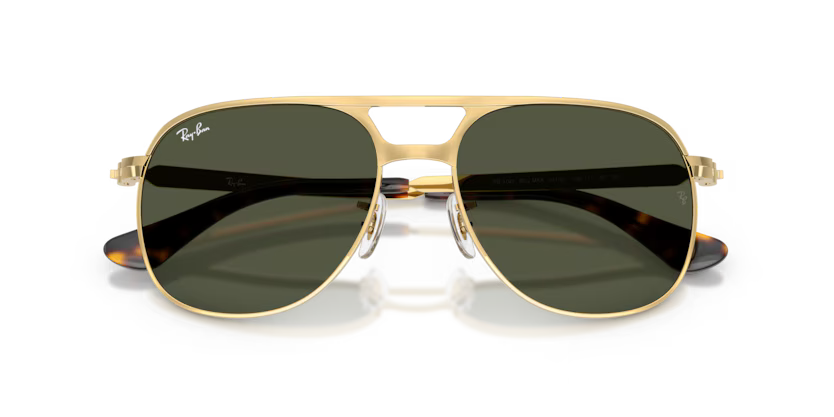 Ray-Ban 0RB3793 Bill Max Color 001/31 Polished Arista Metal Frame with Green Crystal Lenses