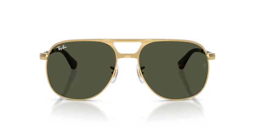 Ray-Ban 0RB3793 Bill Max Color 001/31 Polished Arista Metal Frame with Green Crystal Lenses