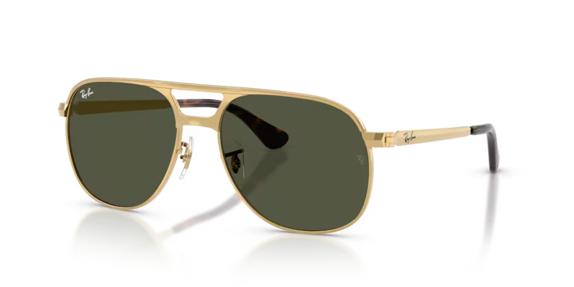Ray-Ban 0RB3793 Bill Max Color 001/31 Polished Arista Metal Frame with Green Crystal Lenses