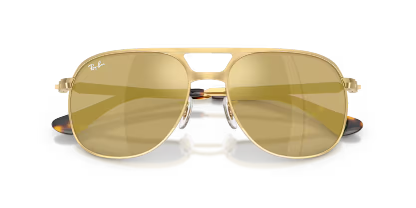 Ray-Ban 0RB3793 Bill Max Color 001/93 Polished Arista Metal Frame with Light Brown Mirror Gold Crystal Lenses