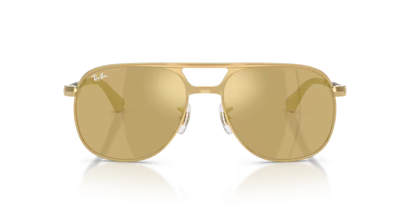 Ray-Ban 0RB3793 Bill Max Color 001/93 Polished Arista Metal Frame with Light Brown Mirror Gold Crystal Lenses