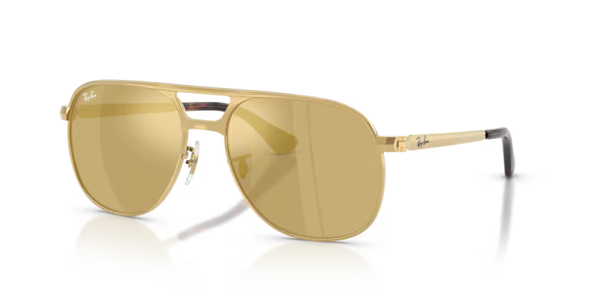 Ray-Ban 0RB3793 Bill Max Color 001/93 Polished Arista Metal Frame with Light Brown Mirror Gold Crystal Lenses