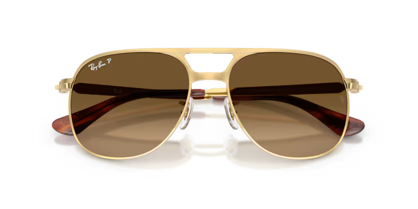Ray-Ban 0RB3793 Bill Max Color 001/M2 Polished Arista Metal Frame with Polarized Brown Gradient Crystal Lenses