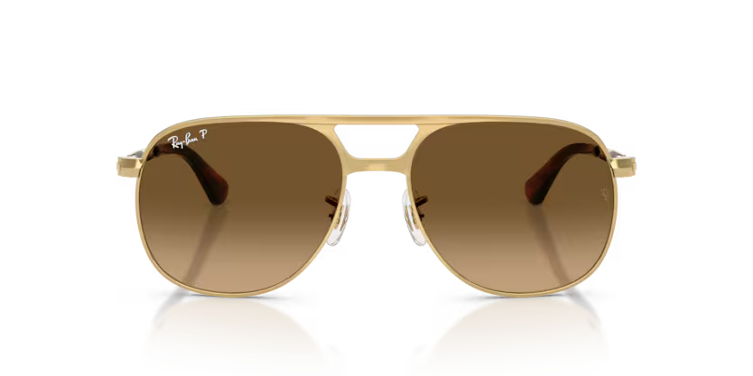 Ray-Ban 0RB3793 Bill Max Color 001/M2 Polished Arista Metal Frame with Polarized Brown Gradient Crystal Lenses