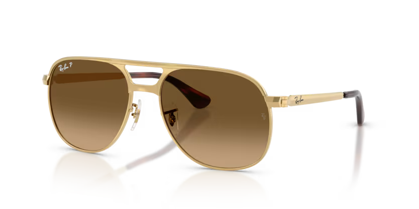 Ray-Ban 0RB3793 Bill Max Color 001/M2 Polished Arista Metal Frame with Polarized Brown Gradient Crystal Lenses