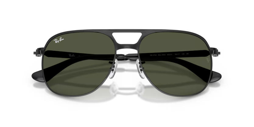 Ray-Ban 0RB3793 Bill Max Color 002/31 Polished Black Metal Frame with Green Crystal Lenses
