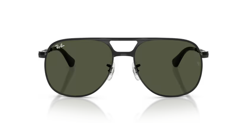 Ray-Ban 0RB3793 Bill Max Color 002/31 Polished Black Metal Frame with Green Crystal Lenses