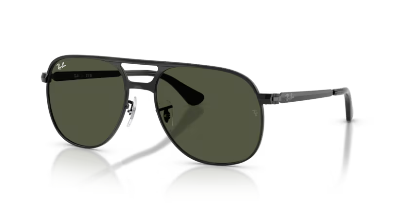 Ray-Ban 0RB3793 Bill Max Color 002/31 Polished Black Metal Frame with Green Crystal Lenses