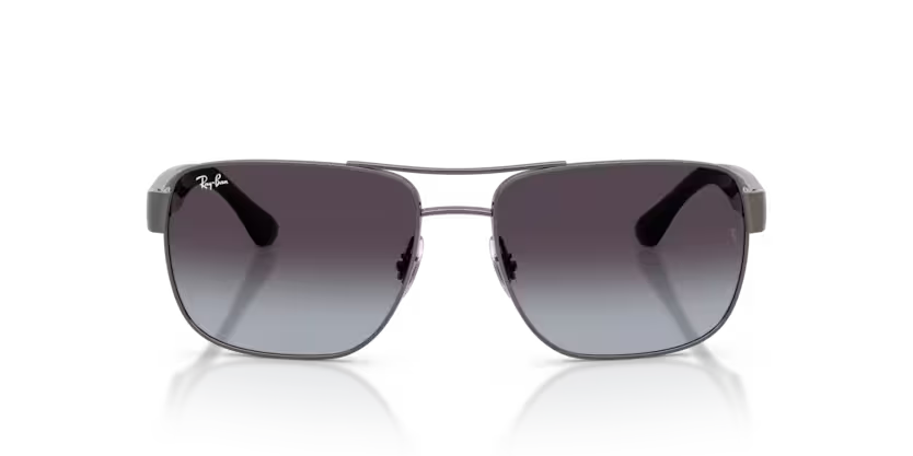 Ray-Ban 0RB3801I 004/8G Gunmetal Metal Square Sunglasses with Light Grey Gradient Dark Grey Lenses