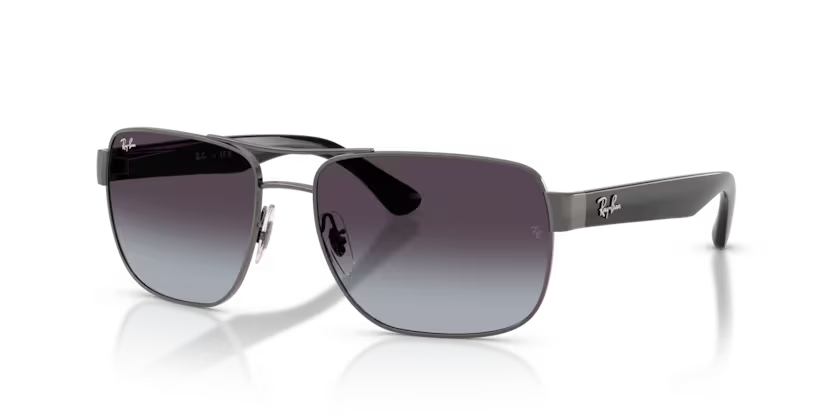 Ray-Ban 0RB3801I 004/8G Gunmetal Metal Square Sunglasses with Light Grey Gradient Dark Grey Lenses