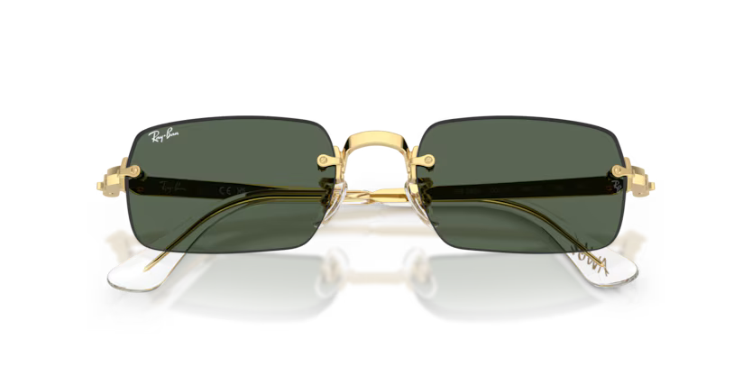 Ray-Ban 0RB3928 Color 001/71 Polished Arista Gold Metal Rimless Frame with Dark Green Polyamide Bio Lenses