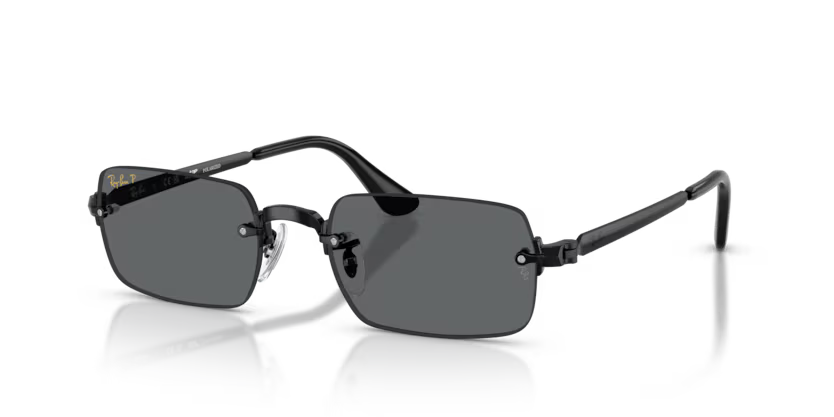 Ray-Ban 0RB3928 Color 002/81 Black Rimless Metal Frame with Dark Grey Polarized Lenses