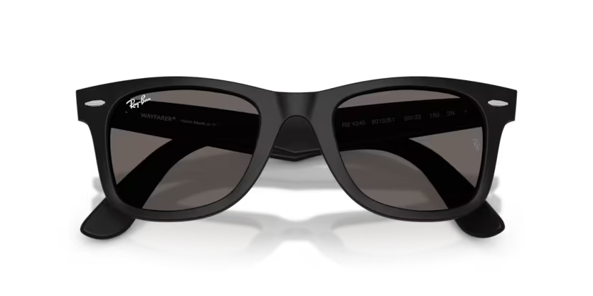 Ray-Ban 0RB4340 Wayfarer Color 601SB1 Matte Black Propionate Frame with Dark Grey Crystal Lenses