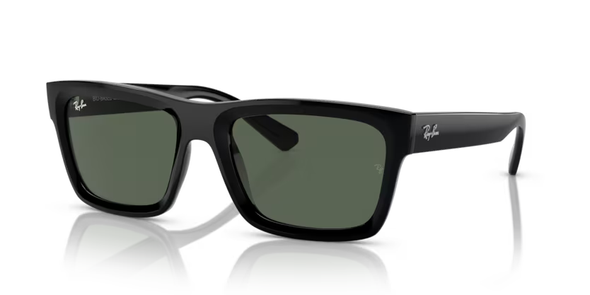 Ray-Ban 0RB4396 Warren 667771 Black Rectangular Sunglasses – Dark Green Lenses