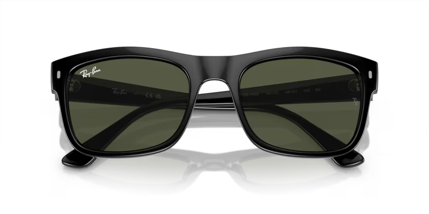 Ray-Ban 0RB4428 601/31 Black Propionate Square Sunglasses – Green Crystal Lenses