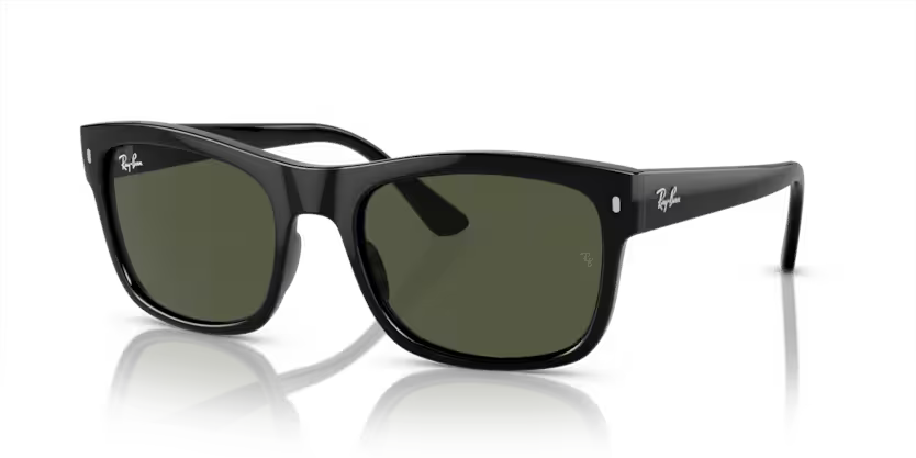 Ray-Ban 0RB4428 601/31 Black Propionate Square Sunglasses – Green Crystal Lenses