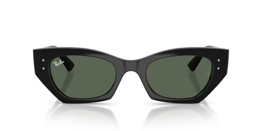 Ray-Ban 0RB4430 Zena Color 667771 Polished Black Injected Frame with Dark Green Polyamide Bio Lenses