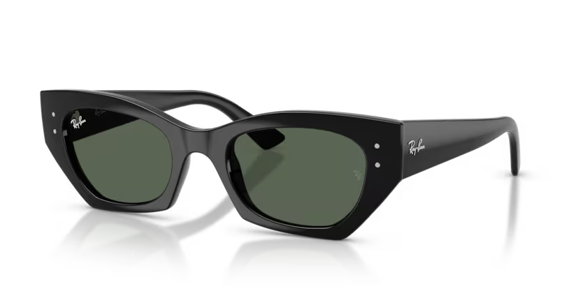 Ray-Ban 0RB4430 Zena Color 667771 Polished Black Injected Frame with Dark Green Polyamide Bio Lenses
