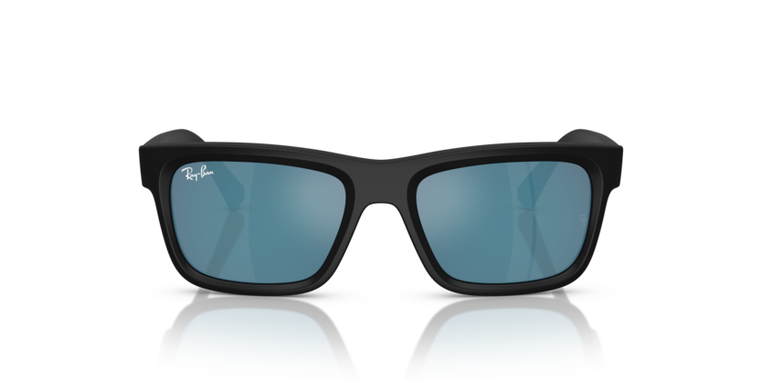 Ray-Ban Junior 0RJ9196S 100S55 Matte Black Injected Rectangular Kids Sunglasses – Dark Blue Mirror Blue Lenses