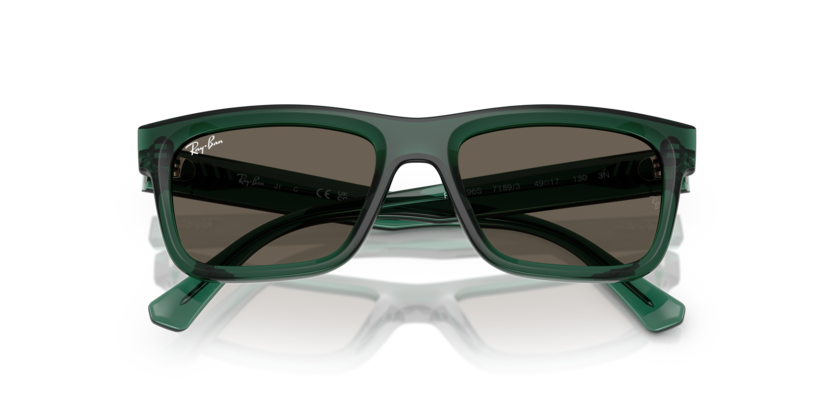 Ray-Ban Junior 0RJ9196S 7189/3 Transparent Green Injected Rectangular Kids Sunglasses – Brown Lenses