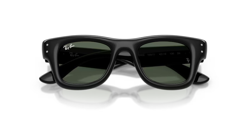 Ray-Ban Junior 0RJ9240S Color 100/71 Polished Black Nylon Frame with Dark Green Polyamide Bio Lenses