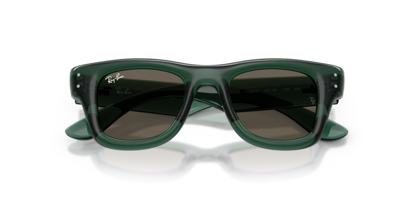 Ray-Ban Junior 0RJ9240S Color 7189/3 Polished Transparent Green Nylon Frame with Brown Polyamide Bio Lenses