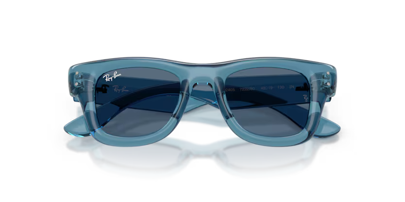 Ray-Ban Junior 0RJ9240S Color 722280 Polished Transparent Blue Nylon Frame with Dark Blue Polyamide Bio Lenses