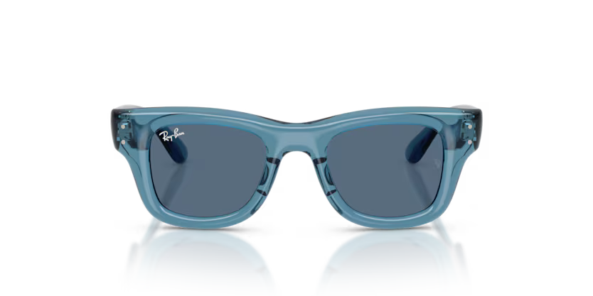 Ray-Ban Junior 0RJ9240S Color 722280 Polished Transparent Blue Nylon Frame with Dark Blue Polyamide Bio Lenses