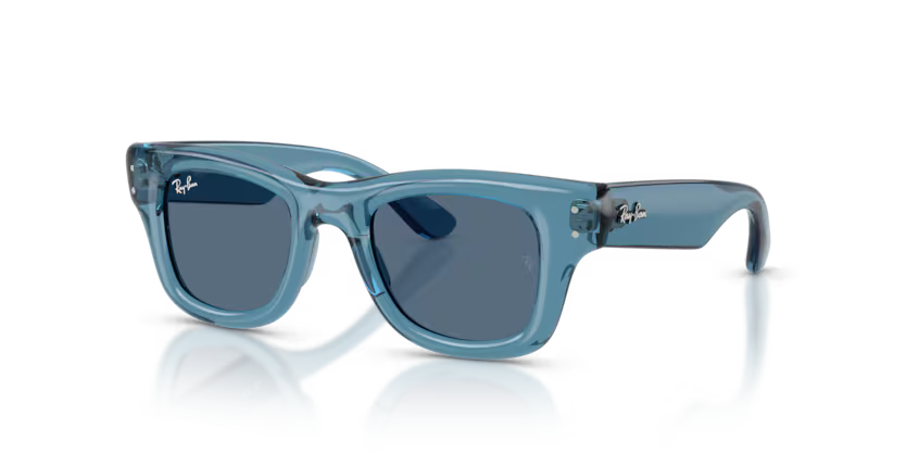 Ray-Ban Junior 0RJ9240S Color 722280 Polished Transparent Blue Nylon Frame with Dark Blue Polyamide Bio Lenses