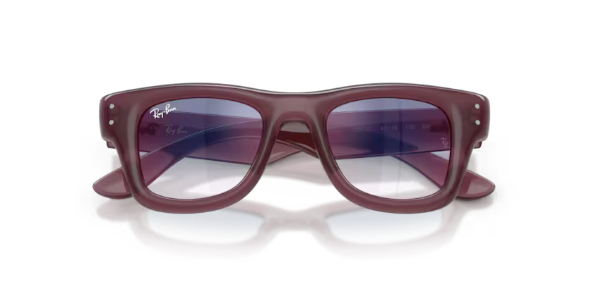 Ray-Ban Junior 0RJ9240S Color 7229U0 Polished Transparent Violet Nylon Frame with Clear Gradient Blue Mirror Red Polyamide Bio Lenses