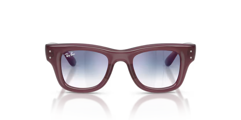 Ray-Ban Junior 0RJ9240S Color 7229U0 Polished Transparent Violet Nylon Frame with Clear Gradient Blue Mirror Red Polyamide Bio Lenses