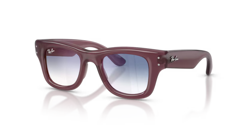 Ray-Ban Junior 0RJ9240S Color 7229U0 Polished Transparent Violet Nylon Frame with Clear Gradient Blue Mirror Red Polyamide Bio Lenses