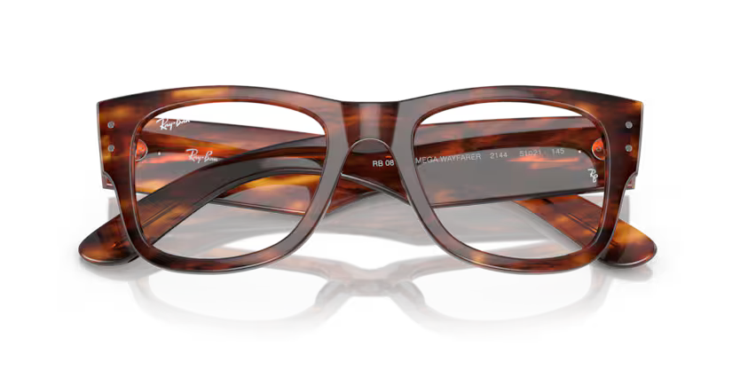 Ray-Ban 0RX0840V Mega Wayfarer Color 2144 Polished Striped Havana Propionate Frame with Clear Lenses