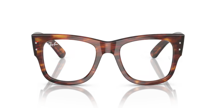 Ray-Ban 0RX0840V Mega Wayfarer Color 2144 Polished Striped Havana Propionate Frame with Clear Lenses