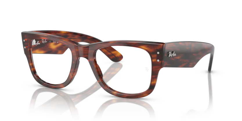 Ray-Ban 0RX0840V Mega Wayfarer Color 2144 Polished Striped Havana Propionate Frame with Clear Lenses