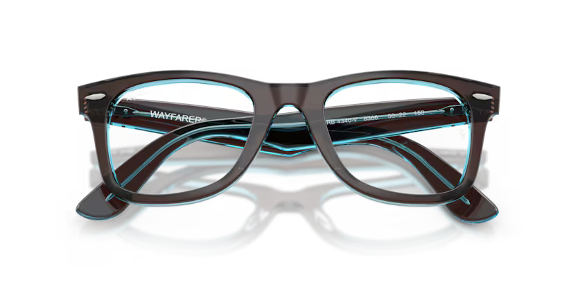 Ray-Ban 0RX4340V Wayfarer Ease 8366 – Brown on Transparent Blue