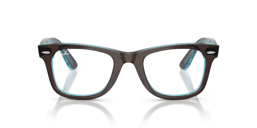 Ray-Ban 0RX4340V Wayfarer Ease 8366 – Brown on Transparent Blue