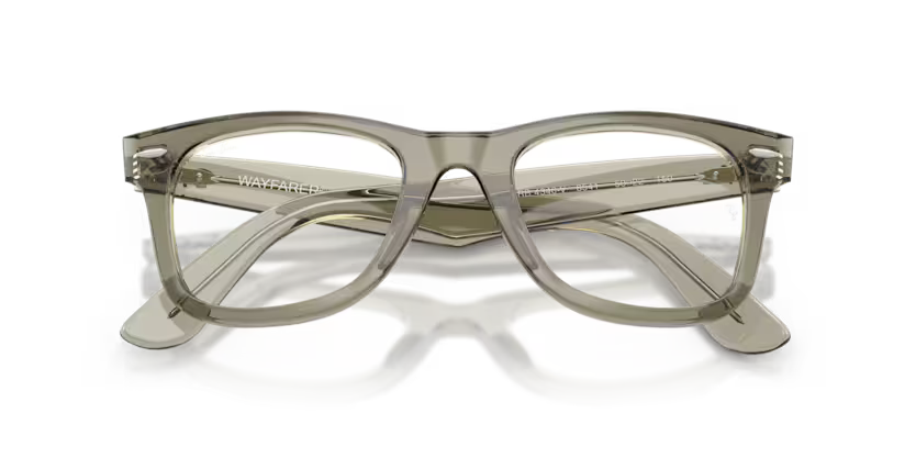Ray-Ban 0RX4340V Wayfarer Ease Color 8541 Polished Transparent Green Propionate Frame with Clear Bio Demo Lenses